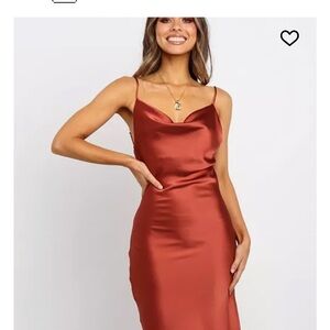 Petal & Pup Copper Satin Midi Dress